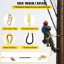 VEVOR Positioning Lanyard, 1/2 inch x 10 ft Positioning Rope, Polyester Arborist Lanyard for Tree Climber, Adjustable Work Position Lanyard for Fall protection with Rope Grab, Snap Hook, D-ring