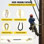 VEVOR Cordón de posicionamiento, cuerda de posicionamiento de 1/2 pulgada x 12 pies, cordón de arborista de poliéster para escalador de árboles, cordón de posición de trabajo ajustable para protección contra caídas con agarre de cuerda, gancho de seguridad, anillo en D