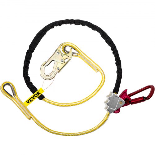 VEVOR Positioning Lanyard, 1/2 inch x 8 ft Positioning Rope, Polyester Arborist Lanyard for Tree Climber, Adjustable Work Position Lanyard for Fall protection with Rope Grab, Snap Hook, D-ring