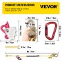 VEVOR Positioning Lanyard, 1/2 inch x 8 ft Positioning Rope, Polyester Arborist Lanyard for Tree Climber, Adjustable Work Position Lanyard for Fall protection with Rope Grab, Snap Hook, D-ring