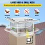 VEVOR Chimney Cap, 13" x 13" Flue Caps, 304 Stainless Steel Fireplace Chimney Cover, Adjustable Metal Spark Arrestor with Bolts Screws, Mesh Chimney Flue Cover for Outside Existing Clay Flue Tile