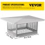 VEVOR Chimney Cap, 17\" x 21\" Flue Caps, 304 Stainless Steel Fireplace Chimney Cover, Adjustable Metal Spark Arrestor with Bolts Screws, Mesh Chimney Flue Cover for Outside Existing Clay Flue Tile