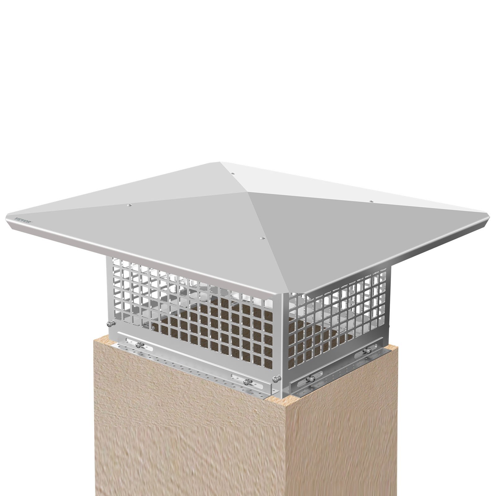 VEVOR Chimney Cap, 17\" x 21\" Flue Caps, 304 Stainless Steel Fireplace Chimney Cover, Adjustable Metal Spark Arrestor with Bolts Screws, Mesh Chimney Flue Cover for Outside Existing Clay Flue Tile