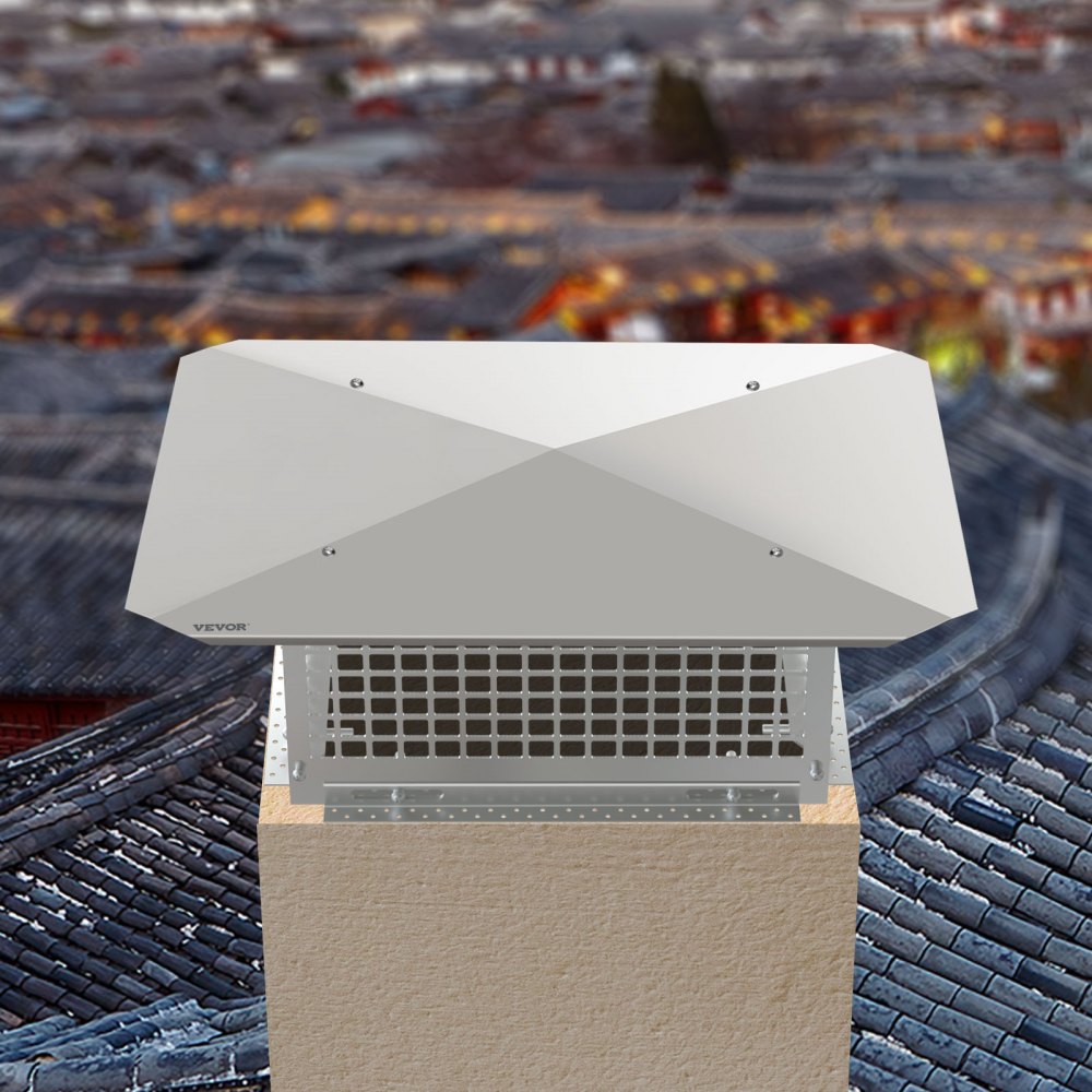 VEVOR Chimney Cap, 17" x 29" Flue Caps, 304 Stainless Steel Fireplace Chimney Cover, Adjustable Metal Spark Arrestor with Bolts Screws, Mesh Chimney Flue Cover for Outside Existing Clay Flue Tile