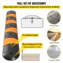 VEVOR Rubber Speed Bump, 1 Pack 2 Channel Speed Bump Hump, 6 ft Long 10000 kg/axle Load Capacity Modular Speed Bump with 2 End Cap, Heavy Duty Traffic Speed Bump for Asphalt Concrete Gravel Driveway