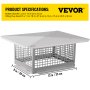 VEVOR Chimney Cap, 8\" x 13\" Flue Caps, 304 Stainless Steel Fireplace Chimney Cover, Adjustable Metal Spark Arrestor with Bolts Screws, Mesh Chimney Flue Cover for Outside Existing Clay Flue Tile