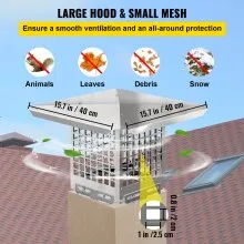 VEVOR Chimney Cap, 8" x 8" Flue Caps, 304 Stainless Steel Fireplace Chimney Cover, Adjustable Metal Spark Arrestor with Bolts Screws, Mesh Chimney Flue Cover for Outside Existing Clay Flue Tile