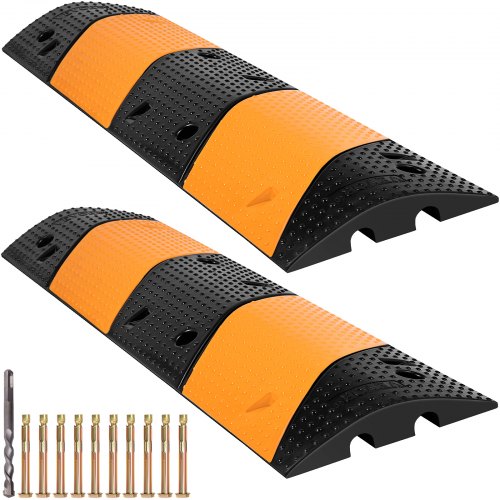 VEVOR Modular Rubber Speed Bump Driveway Cable Protector Ramp 3.3 Feet Set of 2