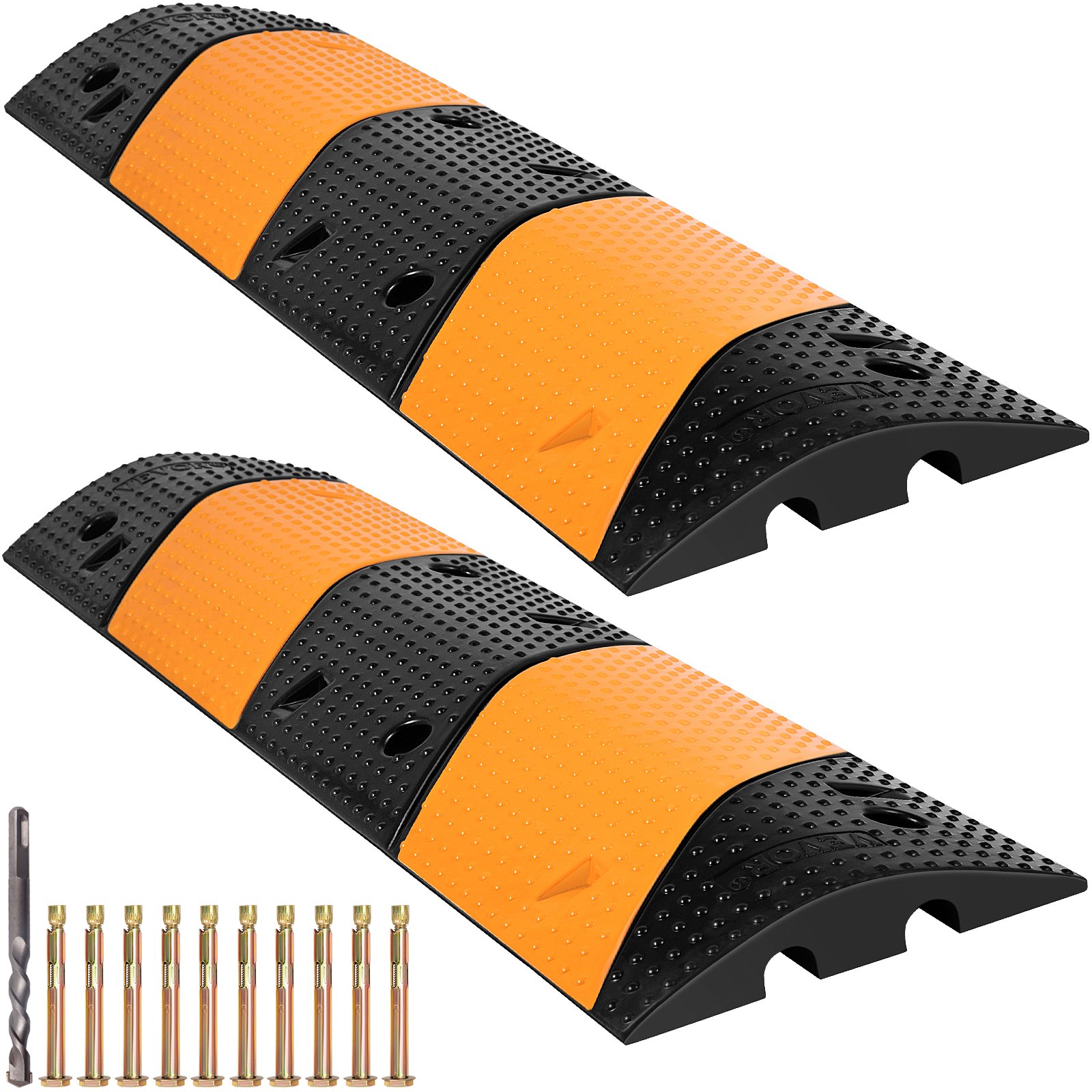 VEVOR Modular Rubber Speed Bump Driveway Cable Protector Ramp 102 x 30 x 6 cm Set of 2