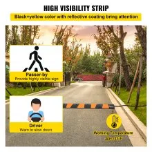 VEVOR Rubber Speed Bump, 1 Pack 2 Channel Speed Bump Hump, 72.8" Long Modular Speed Bump Rated 22000 LBS Load Capacity, 72.8 x 12.2 x 2.2 Garage Speed Bump for Asphalt Concrete Gravel Driveway-6 FT