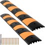 VEVOR Rubber Speed Bump, 2 Pack 2 Channel Speed Bump Hump, 72" Long Modular Speed Bump Rated 22000 LBS Load Capacity, 72.8 x 12.2 x 2.2 inch Garage Speed Bump for Asphalt Concrete Gravel Driveway-6 FT