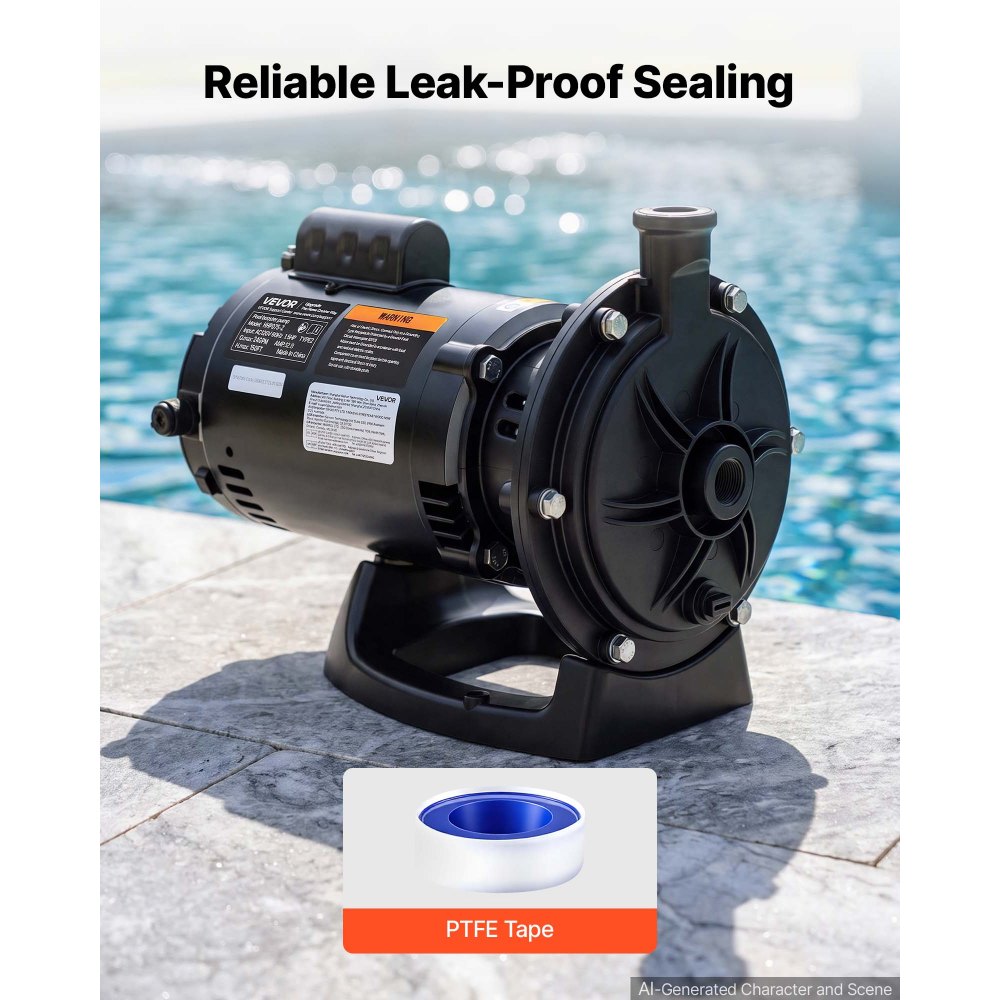 VEVOR Booster Pump 1.5 HP 24 GPM ODP Motor for Pressure Side Pool Cleaners, AC 120V Pool Booster Pump, 150 ft Max Head, NPT 3/4 in Inlet/Outlet, Wide Compatibility, Quick Connect Easy Installation