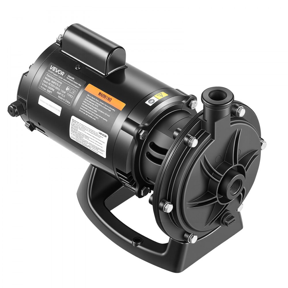 VEVOR Booster Pump 1.5 HP 24 GPM ODP Motor for Pressure Side Pool Cleaners, AC 120V Pool Booster Pump, 150 ft Max Head, NPT 3/4 in Inlet/Outlet, Wide Compatibility, Quick Connect Easy Installation