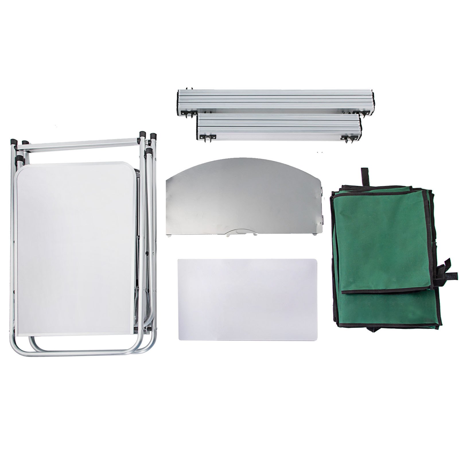 VEVOR Outdoor Camping Kitchen 3 Zippered Bags, Camping Cook Table Steel Windscreen, Camping Kitchen Table 2 Side Tables, Portable Camp Cook Table for Outdoor Activities Green