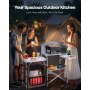 Camping Kitchen Table Picnic Cabinet Folding Cooking Storage Rack Portable Brown