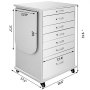 5 Drawers Dental Medical Utility Mobile Cabinet Cart W/ Side Shelf