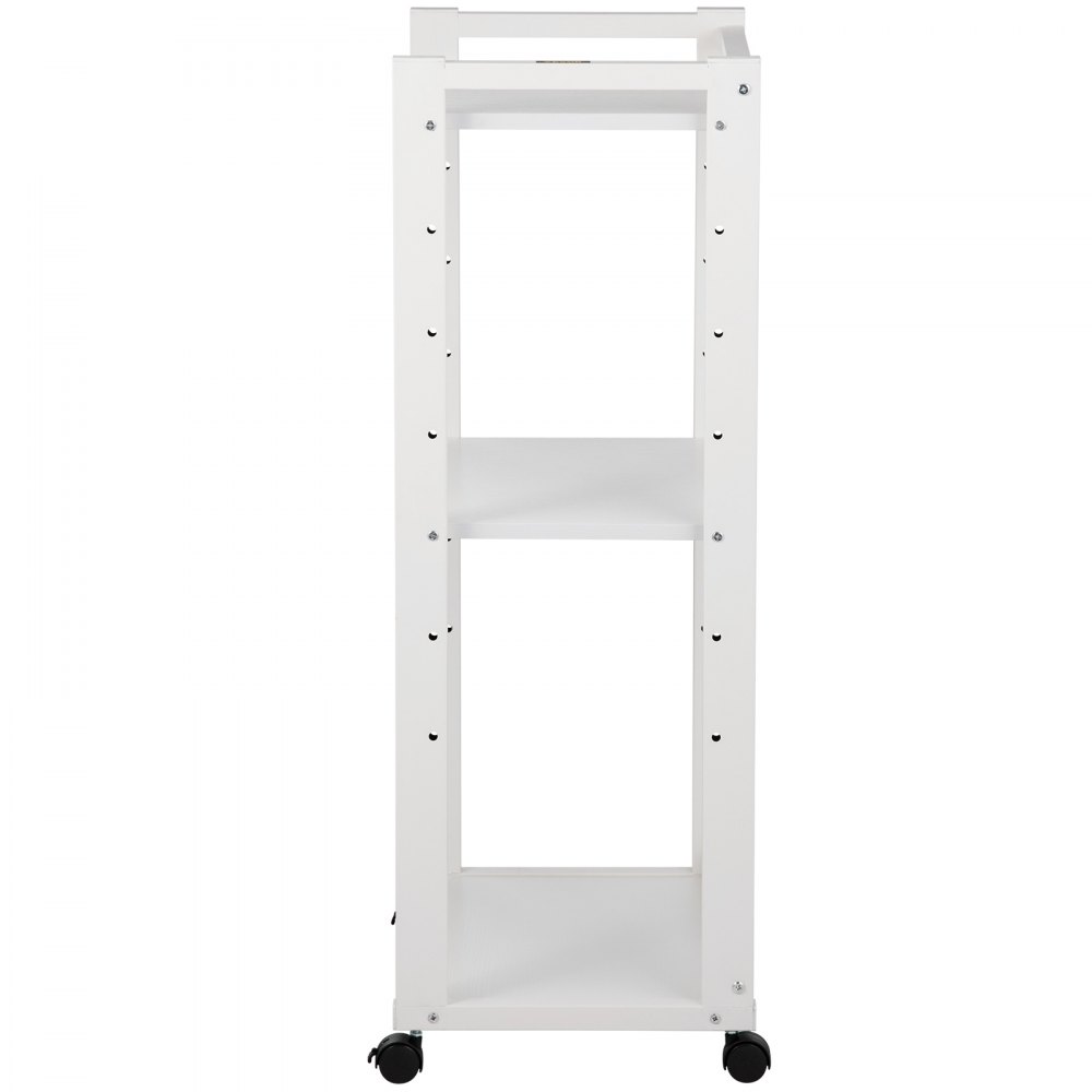 VEVOR Soporte para impresora, carrito con ruedas de 3 niveles, estante de almacenamiento ajustable con ruedas bloqueables, mesa de impresora de 50 x 35 x 107 cm para organizar espacios pequeños en casa o oficina, color blanco