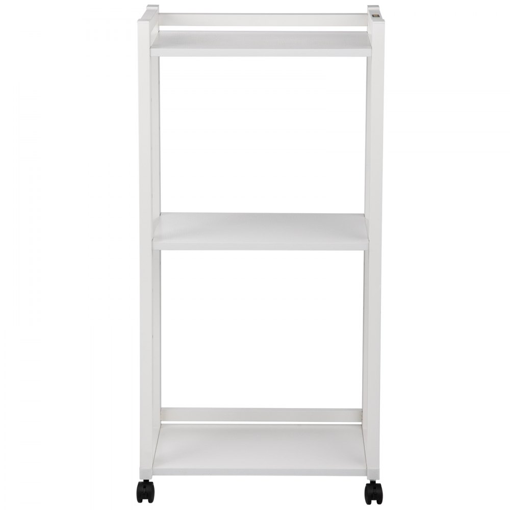 VEVOR Soporte para impresora, carrito con ruedas de 3 niveles, estante de almacenamiento ajustable con ruedas bloqueables, mesa de impresora de 50 x 35 x 107 cm para organizar espacios pequeños en casa o oficina, color blanco