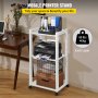 VEVOR Printer Stand, 3-Tier Rolling Printer Cart, Adjustable Storage Shelf Rack on Lockable Wheels, 19.69x 13.78x 42 inch Printer Table for Home Office Small Spaces Organization, White