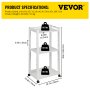 VEVOR Soporte para impresora, carrito con ruedas de 3 niveles, estante de almacenamiento ajustable con ruedas bloqueables, mesa de impresora de 50 x 35 x 107 cm para organizar espacios pequeños en casa o oficina, color blanco