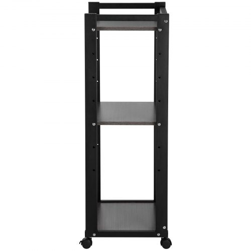 TooCust 3-Tier Rolling Printer Stand With Wheels - Black Metal & Wood Cart 17x12x29 Inches