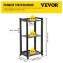 VEVOR printer stand, 3-shelf black frame, dimensions: 19.7x13.8x42 in, each shelf supports 88 lbs.