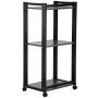 VEVOR printer stand with 3 shelves, black frame, and rolling wheels.