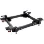 black adjustable VEVOR mobile base with red caster wheels and lockable feet.