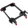 black adjustable VEVOR mobile base with red caster wheels in a square frame shape.