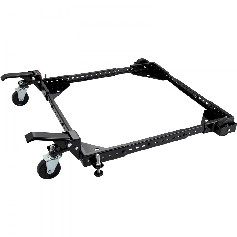 VEVOR mobile base with adjustable frame, swivel casters, and locking levers for easy equipment mobility.