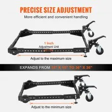 VEVOR Mobile Base, 700 lbs Weight Capacity, Adjustable from 15" x 15" to 36" x 36", Heavy Duty Universal Mobile Base Stand with Swivel Wheels, for Woodworking Equipment, Bandsaw, Power Tools, Machines