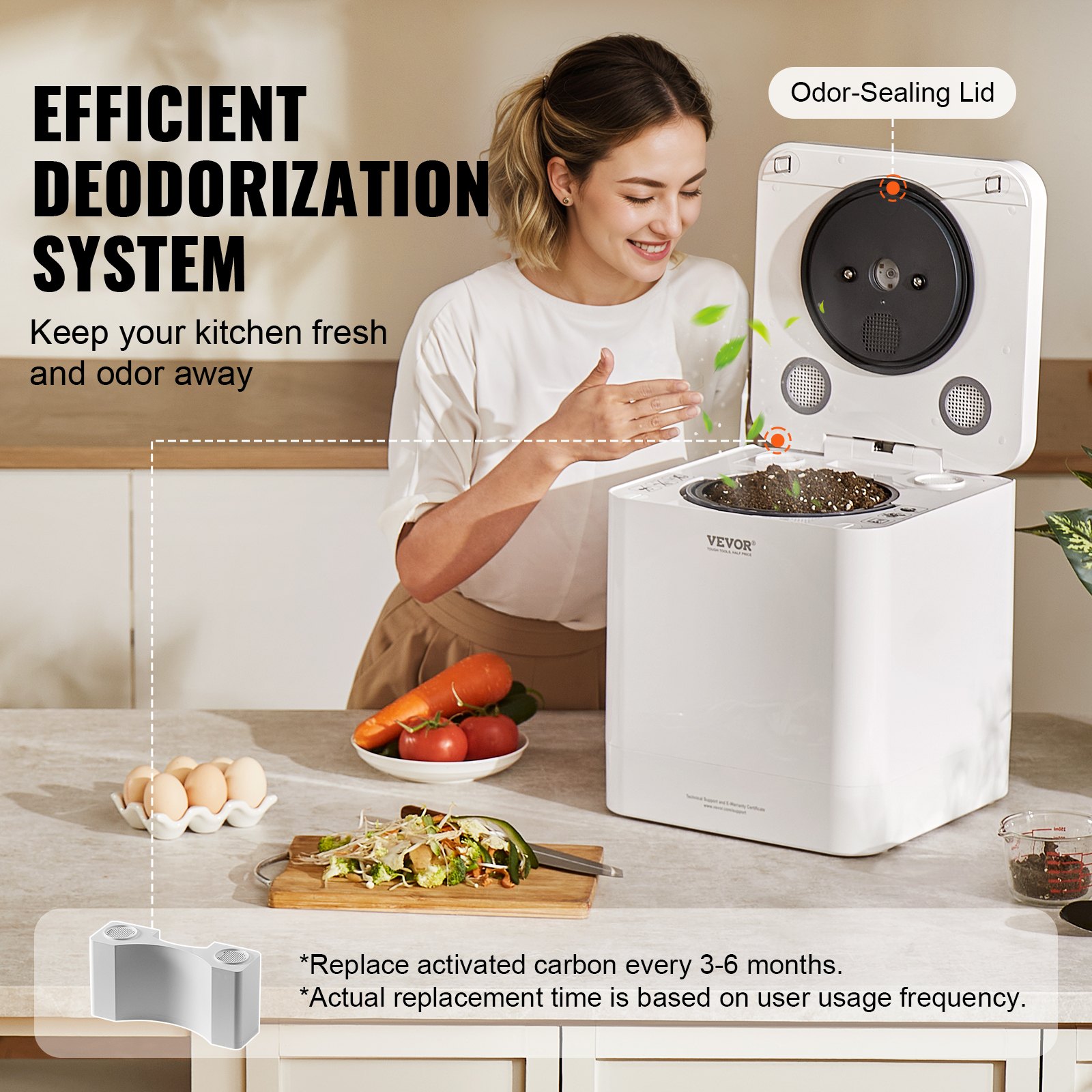VEVOR Kitchen Composter, 5 L Electric Composter for Kitchen, Smart Countertop Composter Indoor, Kitchen Food Recycler with 2 Modes, Turn Food Waste into Natural Fertilizer with a Single Button