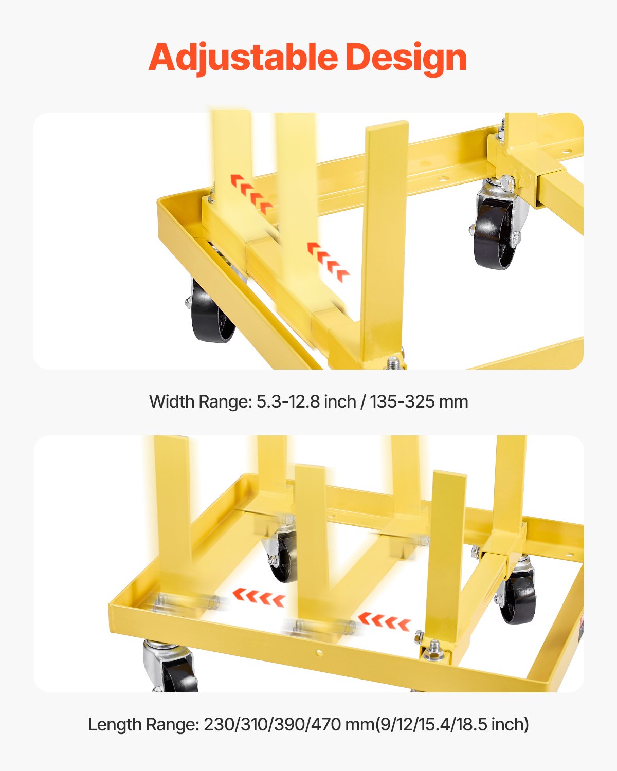 VEVOR Engine Stand, 750 LBS (340KG) Load Capacity Engine Motor Stand with Adjustable Width & Length, Heavy-Duty Steel Motor Holder with 4 Swivel Casters and 2 Ratchet Straps, Suitable for Most Engines