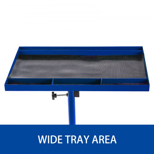 VEVOR 55lbs Capacity Rolling Tool Table 30x20inch Tear Down Tray Mobile Work Table with 4 Swivel Wheels and Adjustable Height Mechanic Table for Holding Automotive Tools in Blue