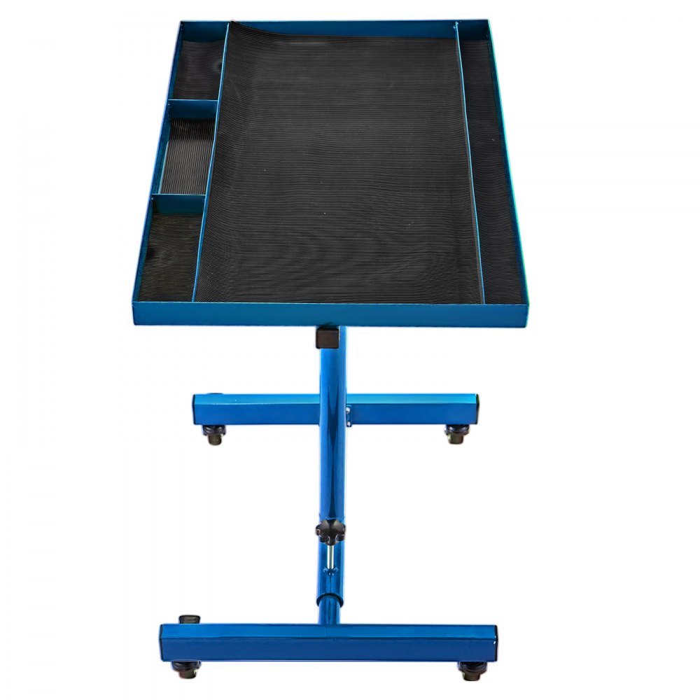 VEVOR 55lbs Capacity Rolling Tool Table 30x20inch Tear Down Tray Mobile Work Table with 4 Swivel Wheels and Adjustable Height Mechanic Table for Holding Automotive Tools in Blue