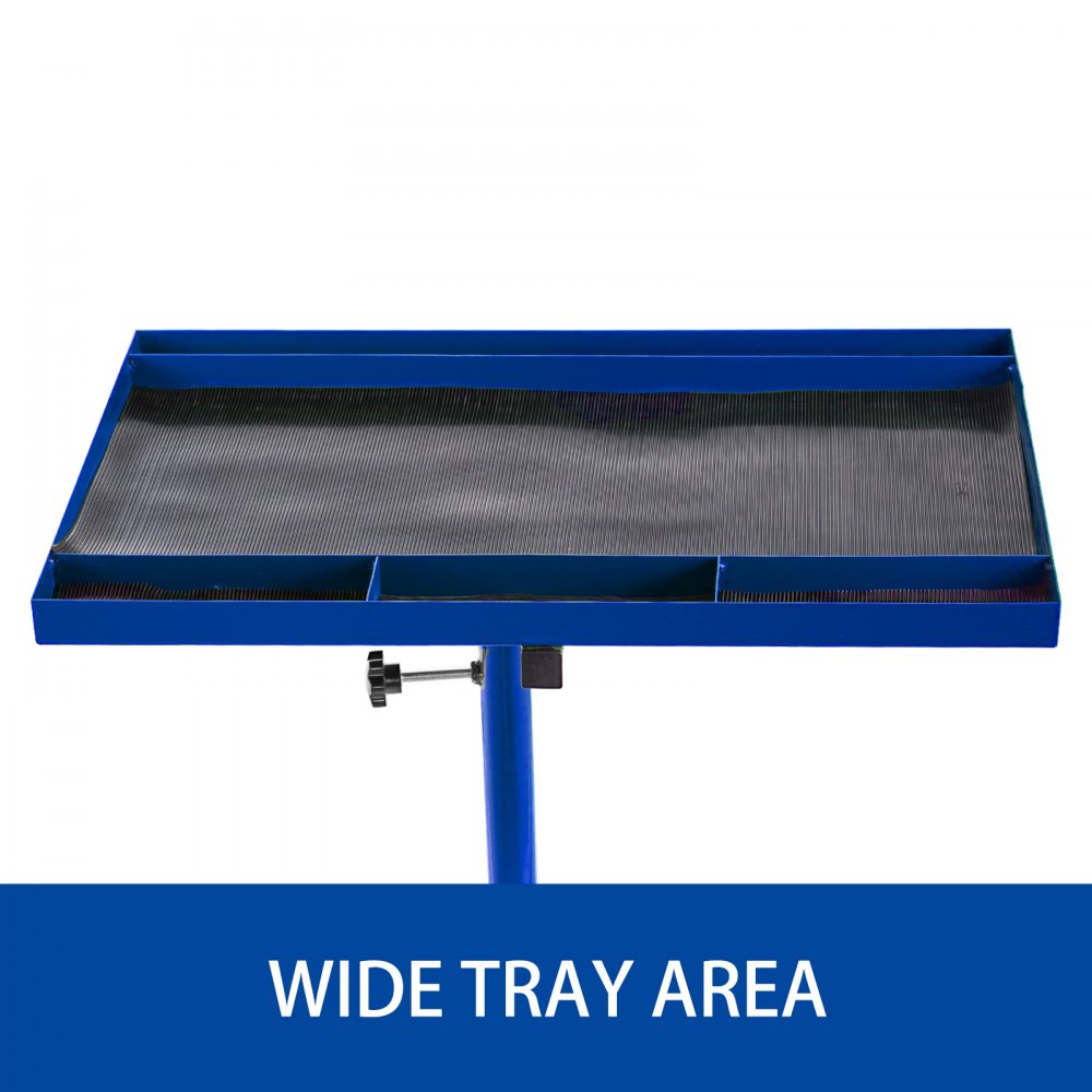 VEVOR 55lbs Capacity Rolling Tool Table 30x20inch Tear Down Tray Mobile Work Table with 4 Swivel Wheels and Adjustable Height Mechanic Table for Holding Automotive Tools in Blue