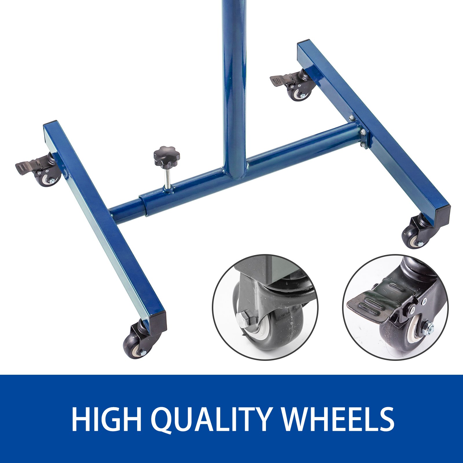 VEVOR 55lbs Capacity Rolling Tool Table 30x20inch Tear Down Tray Mobile Work Table with 4 Swivel Wheels and Adjustable Height Mechanic Table for Holding Automotive Tools in Blue