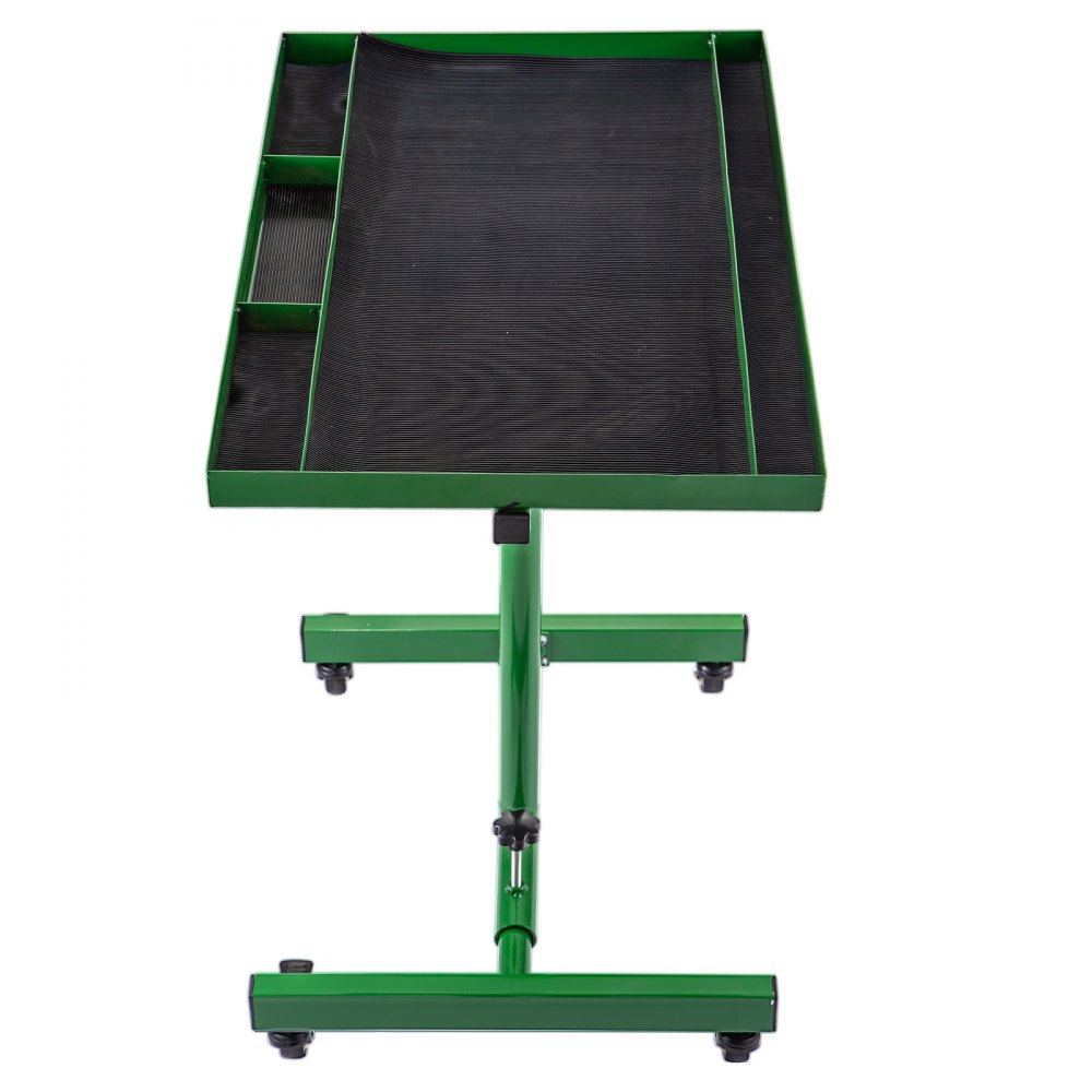 VEVOR Rolling Tool Table 55lbs Capacity Tear Down Tray 30x20inch Mobile Work Table with 4 Swivel Wheels and Adjustable Height Mechanic Table for Holding Automotive Tools in Green