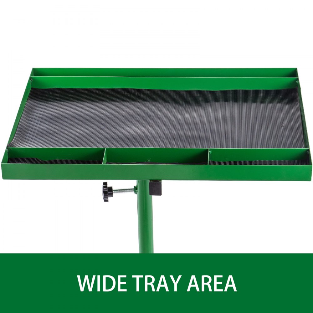 VEVOR Rolling Tool Table 55lbs Capacity Tear Down Tray 30x20inch Mobile Work Table with 4 Swivel Wheels and Adjustable Height Mechanic Table for Holding Automotive Tools in Green