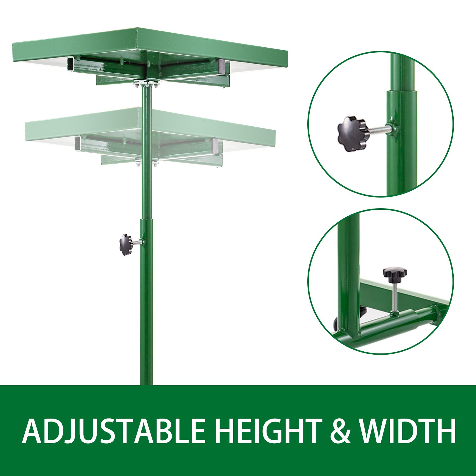 VEVOR Rolling Tool Table 55lbs Capacity Tear Down Tray 30x20inch Mobile Work Table with 4 Swivel Wheels and Adjustable Height Mechanic Table for Holding Automotive Tools in Green