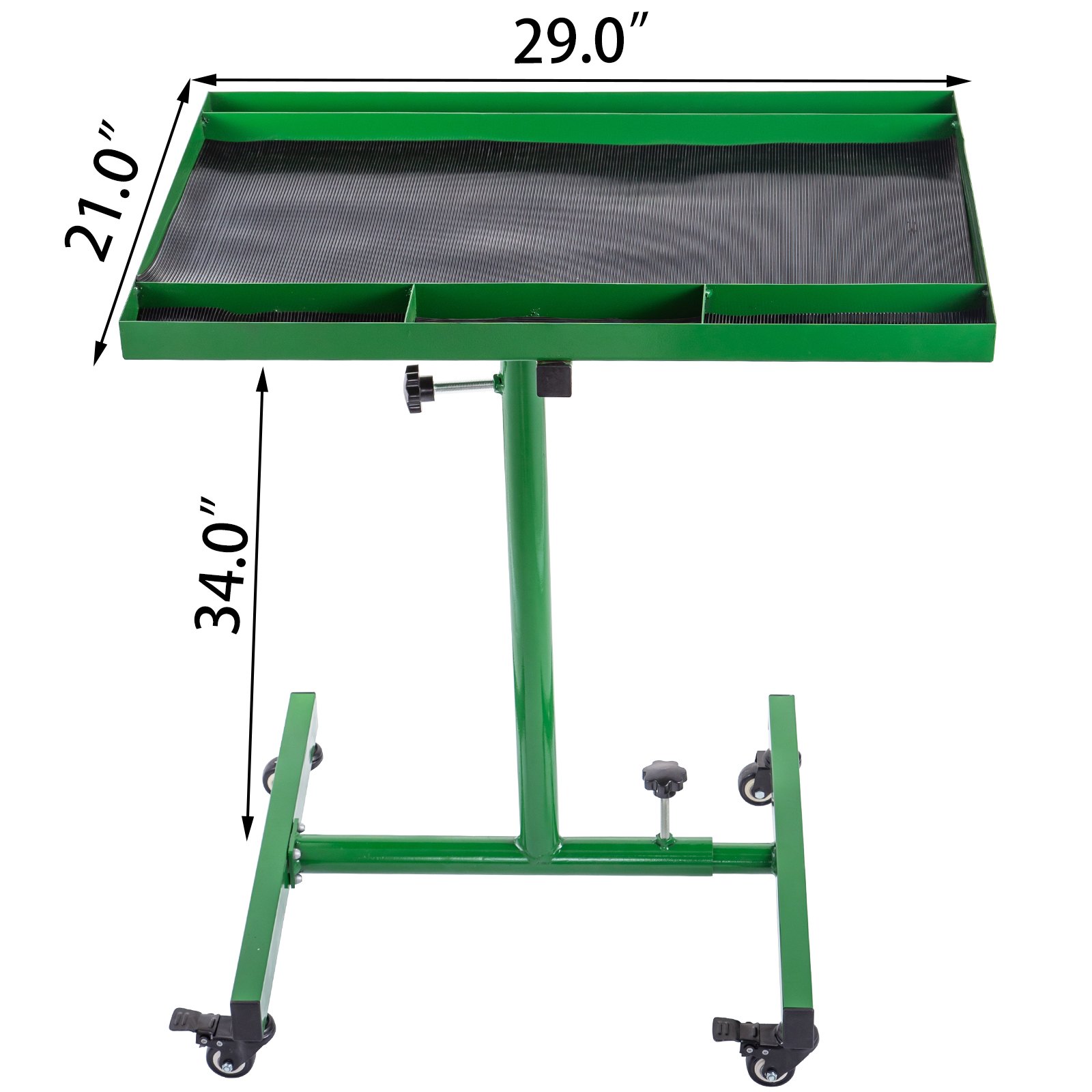 VEVOR Rolling Tool Table 55lbs Capacity Tear Down Tray 30x20inch Mobile Work Table with 4 Swivel Wheels and Adjustable Height Mechanic Table for Holding Automotive Tools in Green