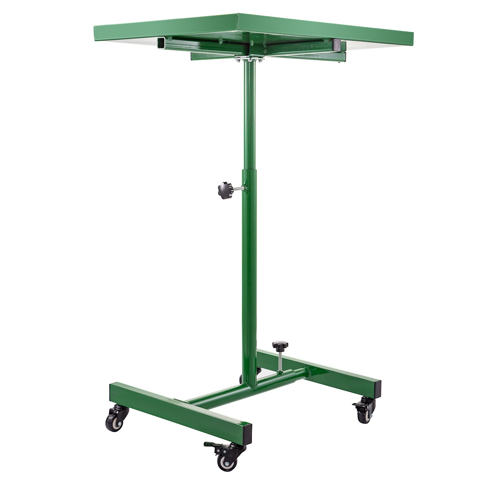 VEVOR Rolling Tool Table 55lbs Capacity Tear Down Tray 30x20inch Mobile Work Table with 4 Swivel Wheels and Adjustable Height Mechanic Table for Holding Automotive Tools in Green