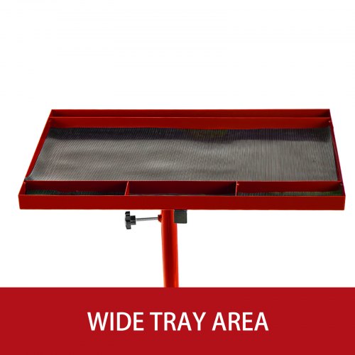 VEVOR 55lbs Capacity Rolling Tool Table 30x20inch Tear Down Tray Mobile Work Table with 4 Swivel Wheels and Adjustable Height Mechanic Table for Holding Automotive Tools in Red