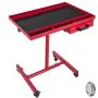 VEVOR Rolling Tool Table 220 LBS Capacity Tear Down Tray 29x20 Inch Mobile Work Table 4 Swivel Wheels Adjustable Height and Width with Drawer for Holding Automotive Tools in Red