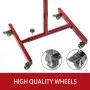 VEVOR Rolling Tool Table 220 LBS Capacity Tear Down Tray 29x20 Inch Mobile Work Table 4 Swivel Wheels Adjustable Height and Width with Drawer for Holding Automotive Tools in Red