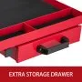 VEVOR Rolling Tool Table 220 LBS Capacity Tear Down Tray 29x20 Inch Mobile Work Table 4 Swivel Wheels Adjustable Height and Width with Drawer for Holding Automotive Tools in Red