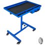 VEVOR Rolling Tool Table 220 LBS Capacity Tear Down Tray 29x20 Inch Mobile Work Table 4 Swivel Wheels Adjustable Height and Width with Drawer for Holding Automotive Tools in Blue