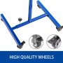 VEVOR Rolling Tool Table 220 LBS Capacity Tear Down Tray 29x20 Inch Mobile Work Table 4 Swivel Wheels Adjustable Height and Width with Drawer for Holding Automotive Tools in Blue
