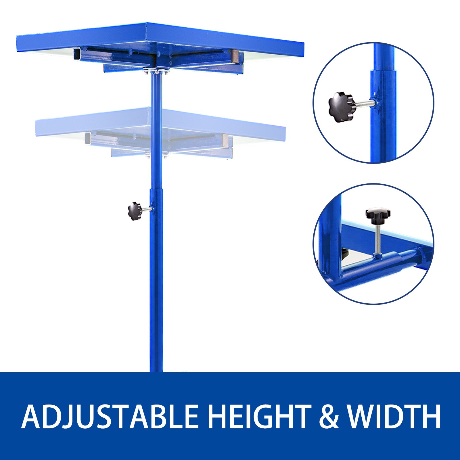 VEVOR Rolling Tool Table 220 LBS Capacity Tear Down Tray 29x20 Inch Mobile Work Table 4 Swivel Wheels Adjustable Height and Width with Drawer for Holding Automotive Tools in Blue