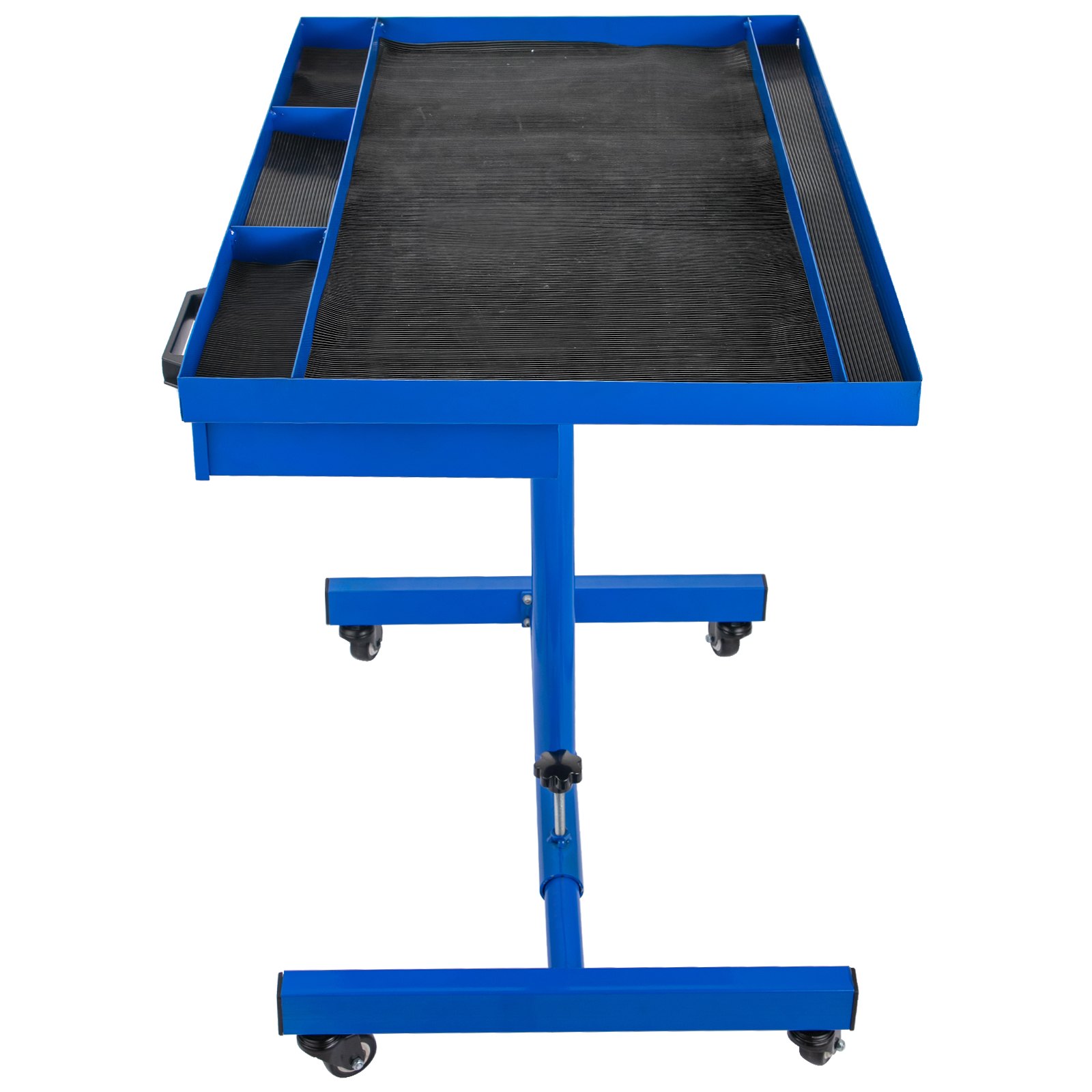 VEVOR Rolling Tool Table 220 LBS Capacity Tear Down Tray 29x20 Inch Mobile Work Table 4 Swivel Wheels Adjustable Height and Width with Drawer for Holding Automotive Tools in Blue